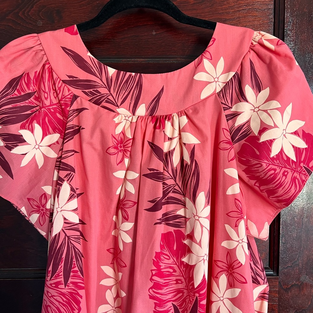 Vintage Hilo Hattie Hawaiian Dress Pink Floral Tropical Maxi size Large - Picture 6 of 11